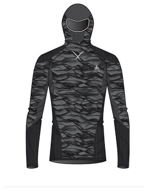 Odlo SUW Top Performance Blackcomb M w. Facemask, black - odlo concrete grey -